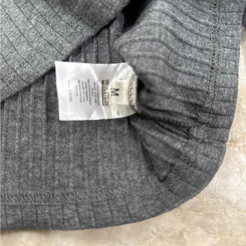 Gray Ribbed Off-Shoulder Top - Picture 2 of 3